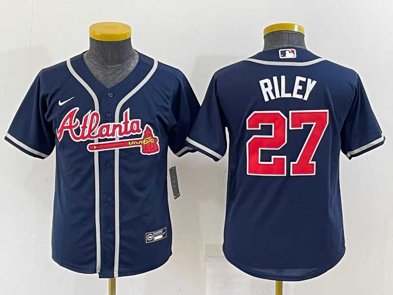 Youth Atlanta Braves #27 Austin Riley Navy Blue Stitched MLB Cool Base Nike Jersey->mlb womens jerseys->MLB Jersey